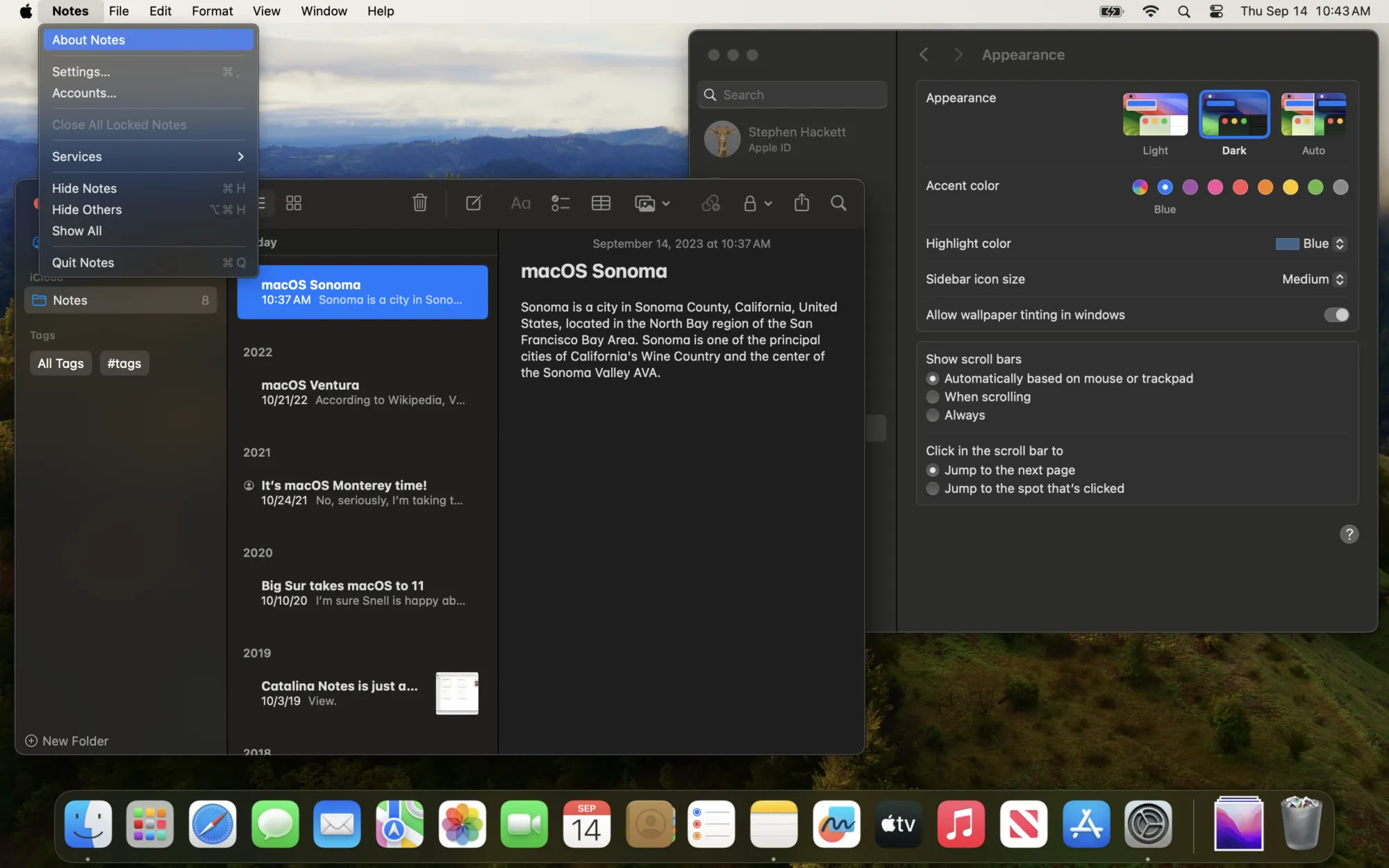 Dark mode macOS Sonoma screenshot