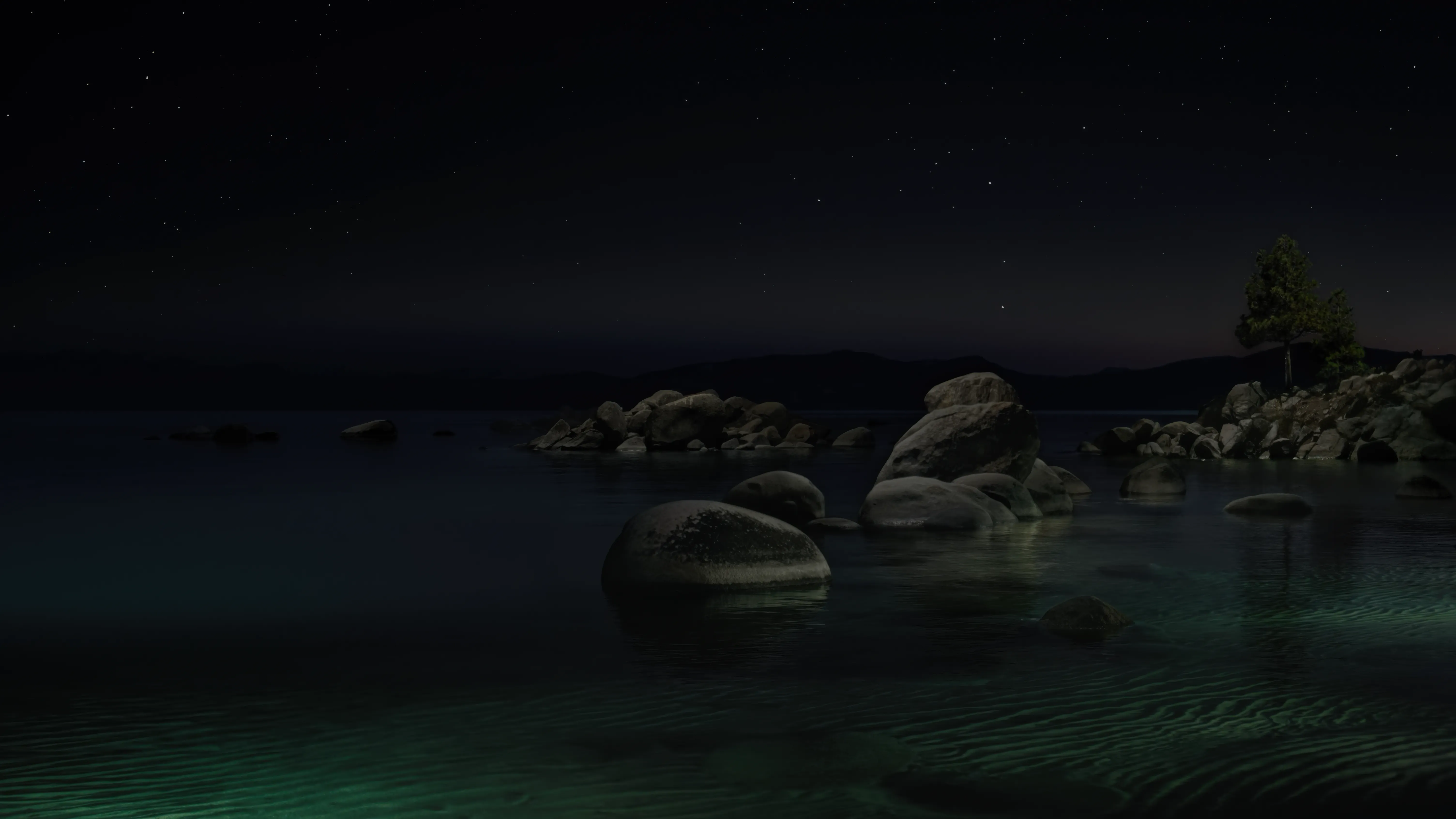 Nighttime Tahoe beach
